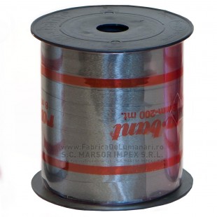 Rolă rabant poliester argintiu închis 8 mm × 200 m pentru flori